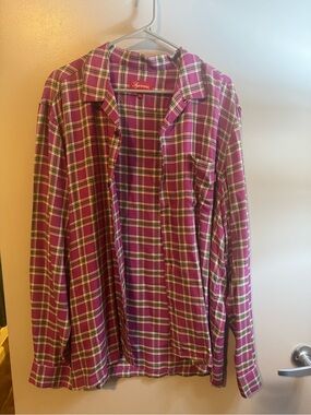 Supreme Pink Plaid Button-Down Shirt-Never Worn